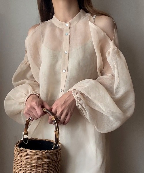 「FILLOU」 長袖ブラウス MEDIUM ベージュ レディース_画像4