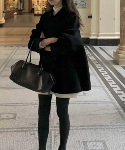 FAVORITO ピーコート pコート 襟付きダブルブレストメルトンコート