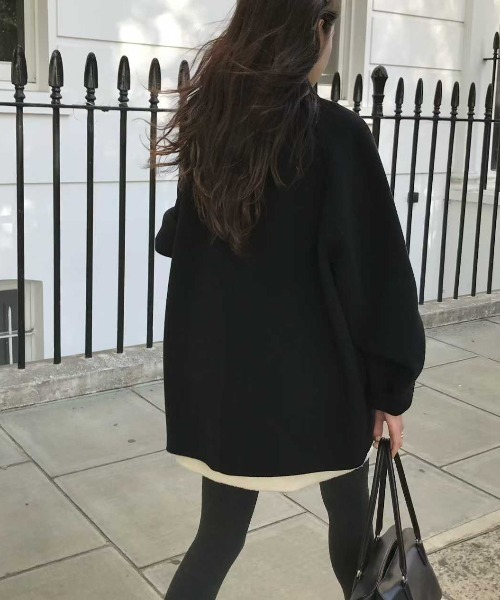 FAVORITO ピーコート pコート 襟付きダブルブレストメルトンコート