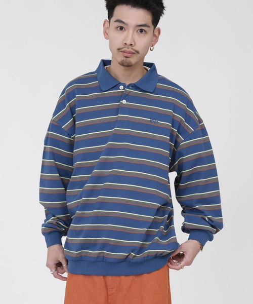 KEBOZ ロングスリーブポロ LARGE KEBOZ（ケボズ） 長袖ポロシャツ X-LARGE ネイビー メンズ : ZOZOTOWN