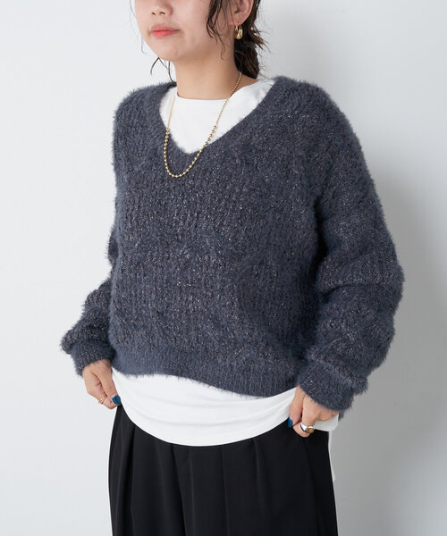 「Jena espace merveilleux」 長袖ニット FREE チャコールグレー レディース_画像9