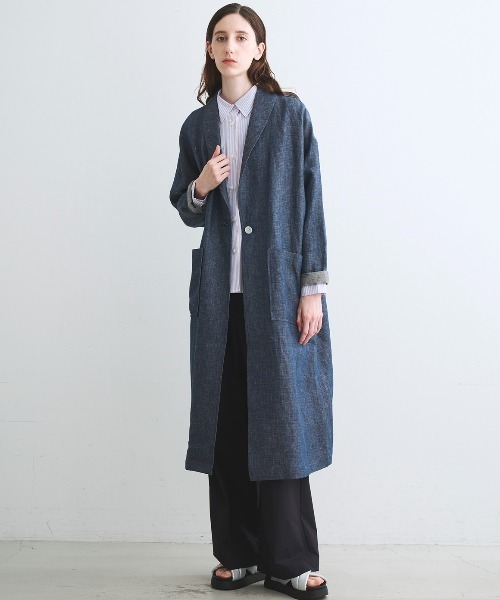 three dots（スリー ドッツ） コート アウター ラフリネン ドクター