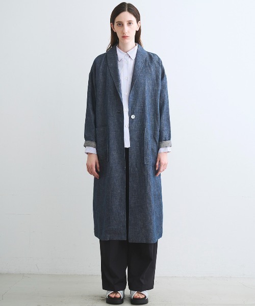 three dots パイルコート　未使用 three dots（スリー ドッツ） コート アウター ラフリネン ドクター