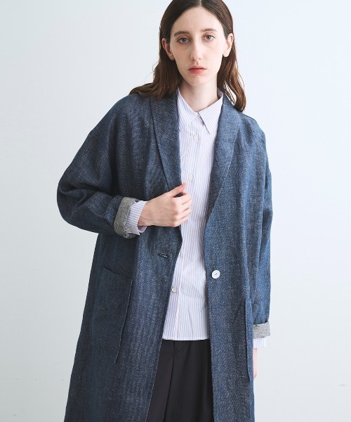three dots（スリー ドッツ） コート アウター ラフリネン ドクター