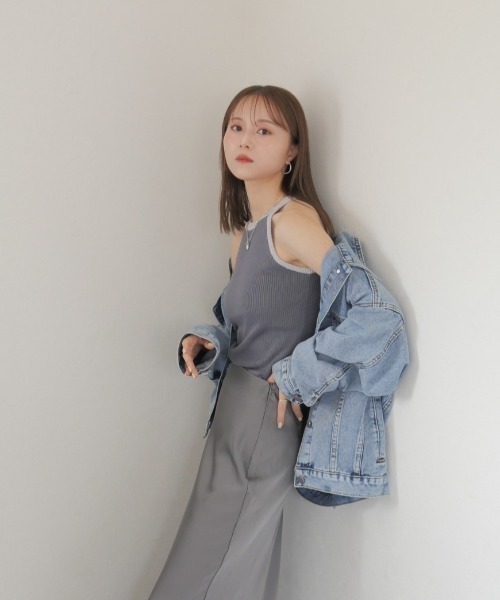 「Reurie'」 ノースリーブニット FREE チャコールグレー レディース_画像9