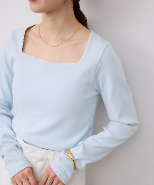 SLOBE IENA（スローブイエナ） tシャツ スクエアネックテレコプル