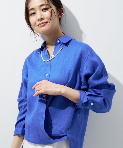 ブラウス シャツ 「接触冷感／2WAY」カシュクールリネンシャツ レディースの画像