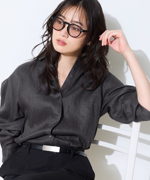 ブラウス シャツ 「接触冷感／2WAY」カシュクールリネンシャツ レディースの画像