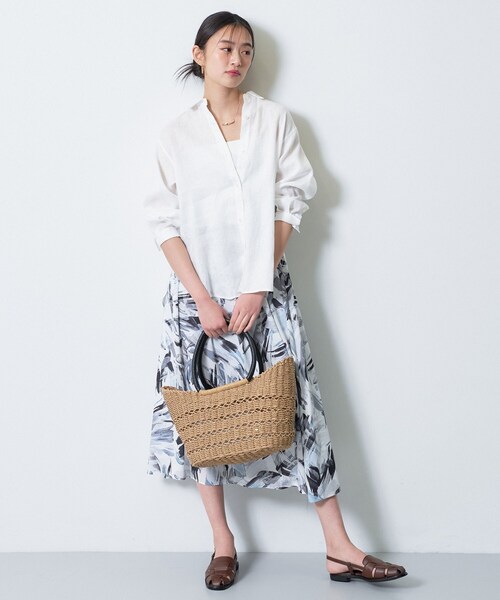 ブラウス シャツ 「接触冷感／2WAY」カシュクールリネンシャツ レディースの画像