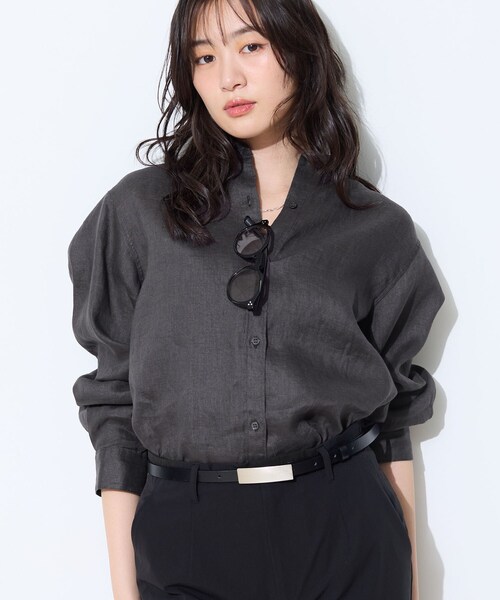 ブラウス シャツ 「接触冷感／2WAY」カシュクールリネンシャツ レディースの画像