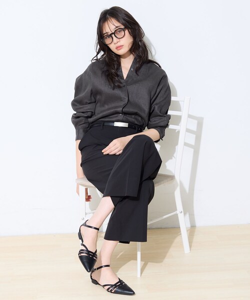 ブラウス シャツ 「接触冷感／2WAY」カシュクールリネンシャツ レディースの画像