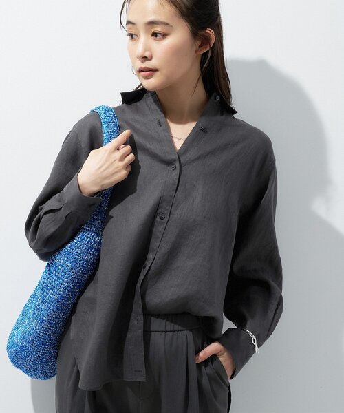 ブラウス シャツ 「接触冷感／2WAY」カシュクールリネンシャツ レディースの画像