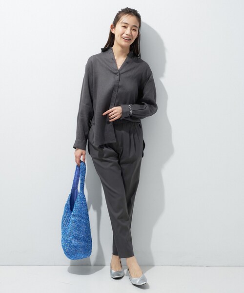 ブラウス シャツ 「接触冷感／2WAY」カシュクールリネンシャツ レディースの画像
