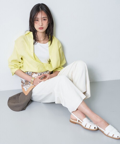 ブラウス シャツ 「接触冷感／2WAY」カシュクールリネンシャツ レディースの画像