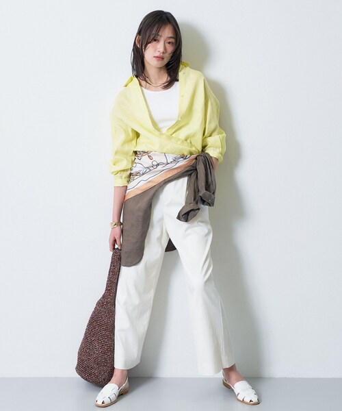 ブラウス シャツ 「接触冷感／2WAY」カシュクールリネンシャツ レディースの画像