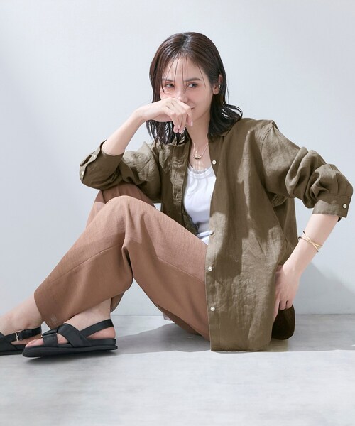 ブラウス シャツ 「接触冷感／2WAY」カシュクールリネンシャツ レディースの画像