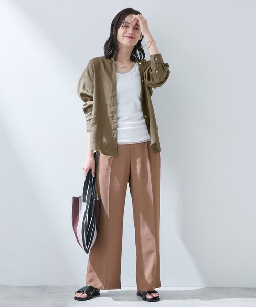 ブラウス シャツ 「接触冷感／2WAY」カシュクールリネンシャツ レディースの画像