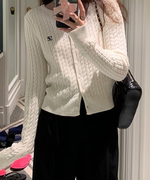 「Achic」 ニットカーディガン M ホワイト レディース_画像7