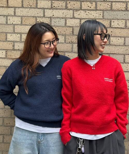 「FFEIN」 長袖ニット SMALL レッド メンズ_画像6