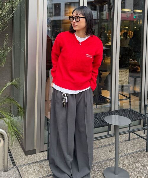 「FFEIN」 長袖ニット SMALL レッド メンズ_画像9