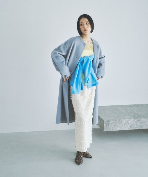 「BIANCA」 ノーカラーコート 38 チャコールグレー レディース_画像4