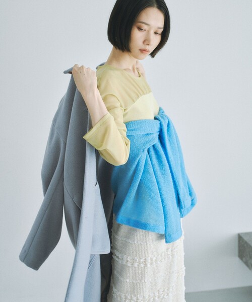 「BIANCA」 ノーカラーコート 38 チャコールグレー レディース_画像6