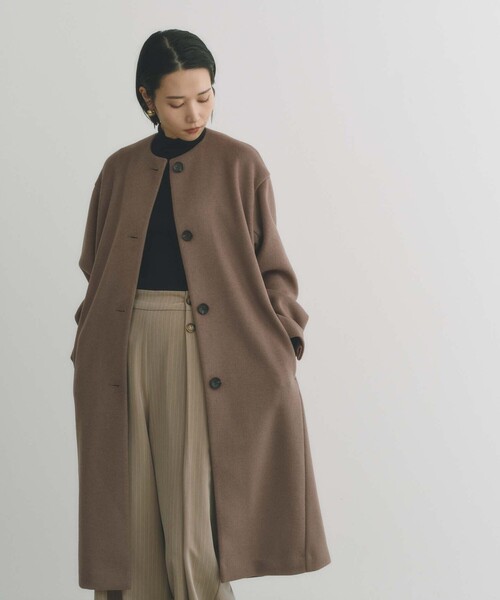 「BIANCA」 ノーカラーコート 38 チャコールグレー レディース_画像8