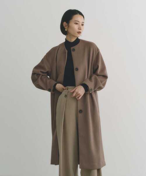 「BIANCA」 ノーカラーコート 38 チャコールグレー レディース_画像9