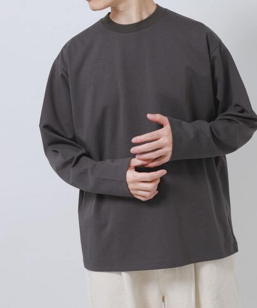 グレー 長袖カットソー 黒パネル ITEMS URBANRESEARCH（アイテムズ アーバンリサーチ） tシャツ ダブル