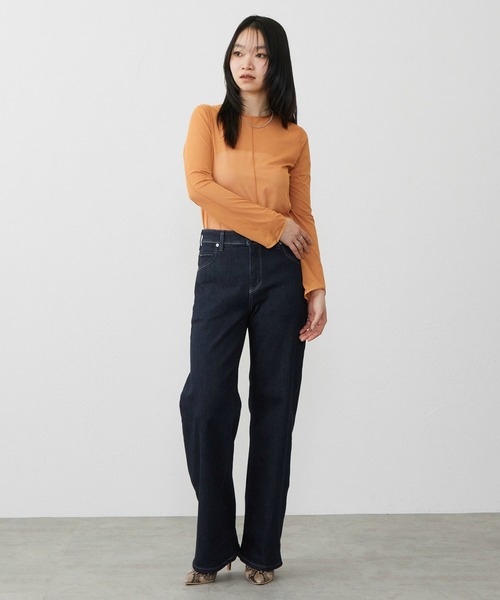 ジーンズ デニム デニムパンツ EDWIN LADIES ジャージーズ プレミアム ワイド デニムパンツ ジーンズ ストレッチ シルク混 レディース