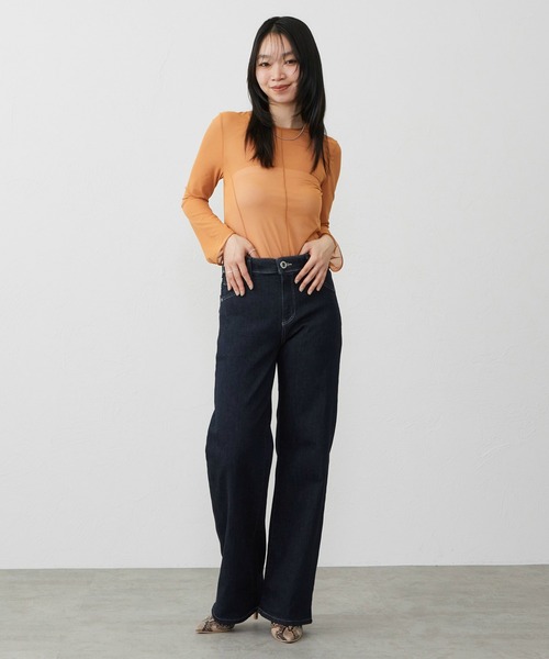 ジーンズ デニム デニムパンツ EDWIN LADIES ジャージーズ プレミアム ワイド デニムパンツ ジーンズ ストレッチ シルク混 レディース