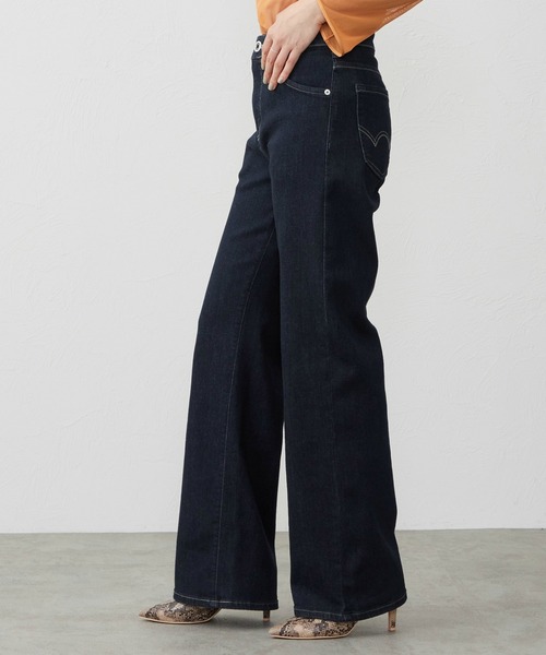 ジーンズ デニム デニムパンツ EDWIN LADIES ジャージーズ プレミアム ワイド デニムパンツ ジーンズ ストレッチ シルク混 レディース