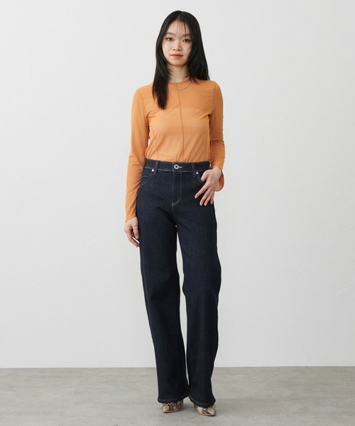 ジーンズ デニム デニムパンツ EDWIN LADIES ジャージーズ プレミアム ワイド デニムパンツ ジーンズ ストレッチ シルク混 レディース
