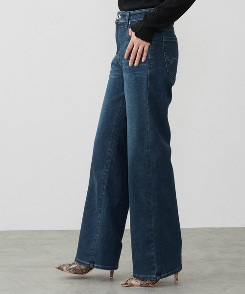 ジーンズ デニム デニムパンツ EDWIN LADIES ジャージーズ プレミアム ワイド デニムパンツ ジーンズ ストレッチ シルク混 レディース