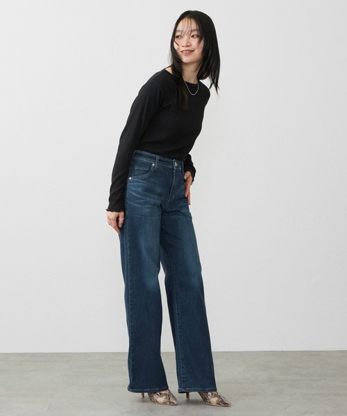 ジーンズ デニム デニムパンツ EDWIN LADIES ジャージーズ プレミアム ワイド デニムパンツ ジーンズ ストレッチ シルク混 レディース