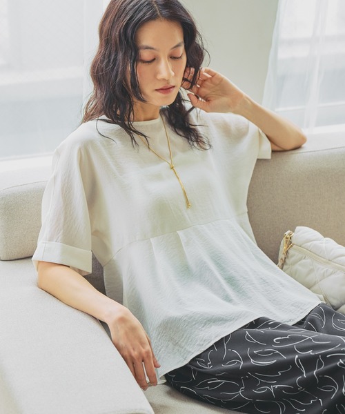 値下げ中　新品　タグ付き　オーロラブラウス　summer navy　elu Elura（エルーラ） ブラウス シャツ 「イージーケア・速乾」サラサラ