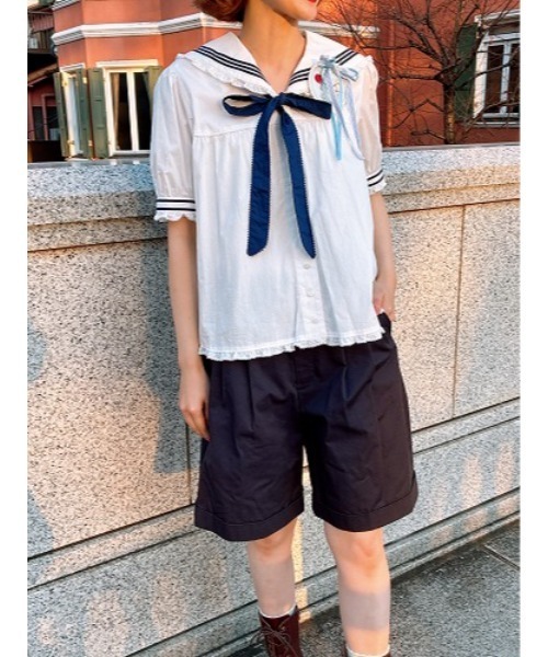 ハーフパンツ パンツ ロールアップハーフパンツ レディースの画像