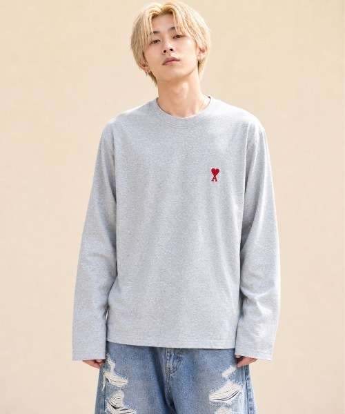 アミアレクサンドルマテュッシ　ブラウス　総ロゴ　総柄　ハート　長袖　ボタン AMI Alexandre Mattiussi tシャツ 「AMI PARIS」アミ パリス Small