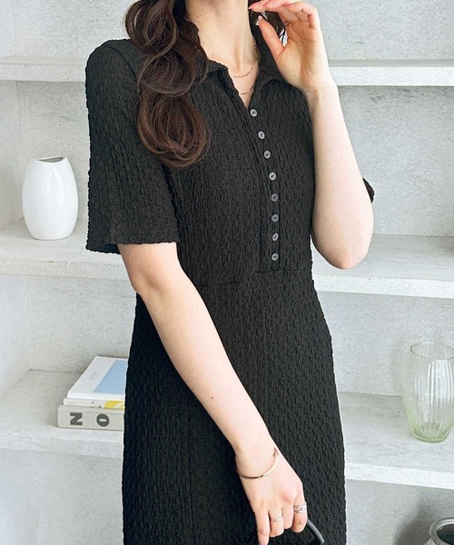 「GeeRA」 半袖ワンピース X-LARGE ネイビー レディース_画像7