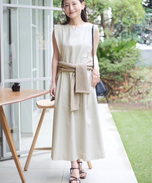 横ちん☆です 半袖ワンピース COHINA（コヒナ） ワンピース 半袖 ポリエステルリネンスラブ