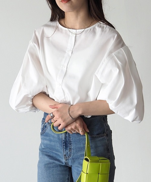 「Riberry」 7分袖ブラウス MEDIUM オフホワイト レディース_画像2