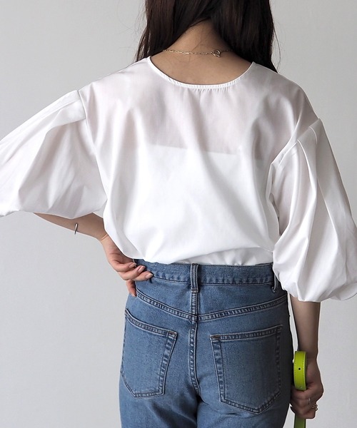 「Riberry」 7分袖ブラウス MEDIUM オフホワイト レディース_画像3