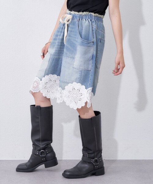 etsinta（エシンタ） ワイドパンツ ハーフパンツ ジーンズ デニム