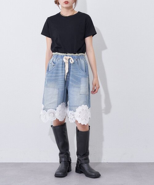 etsinta（エシンタ） ワイドパンツ ハーフパンツ ジーンズ デニム