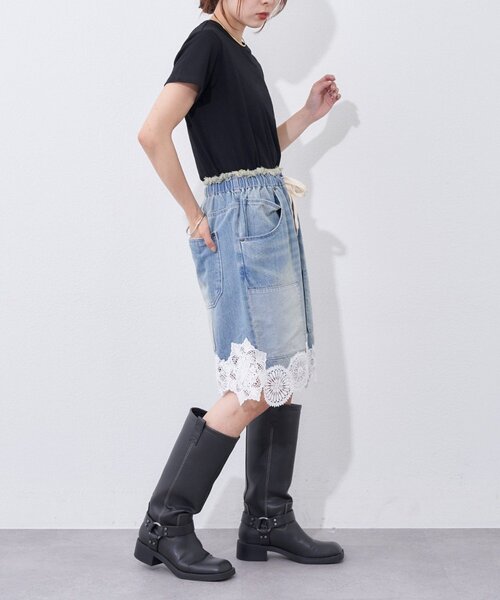 etsinta（エシンタ） ワイドパンツ ハーフパンツ ジーンズ デニム