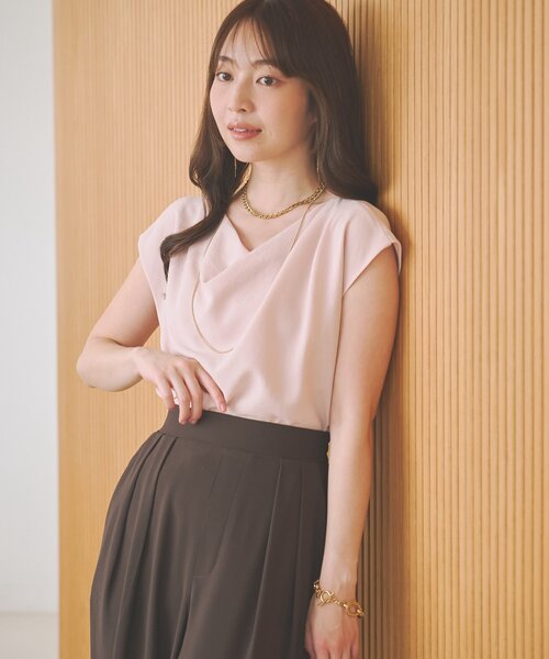 【美品 定価2.2万】マノフ／ブラウス シャツ 綿麻 ハーフスリーブ リボン La boutique Bonbon（ラブティックボンボン） ブラウス シャツ 「美人