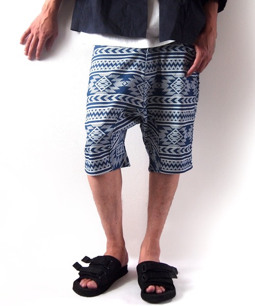 【ジョンブル】サルエルパンツ　ハーフパンツ　テーパード　ボタンフライデニム　S サルエルパンツ メンズ レディース ハーフパンツ デニム