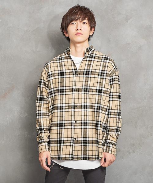 シャツ ブラウス メンズ長袖ビッグサイズビエラ起毛ネルチェック 無地シャツ 多色展開 Zozotown Paypayモール店 通販 Paypayモール