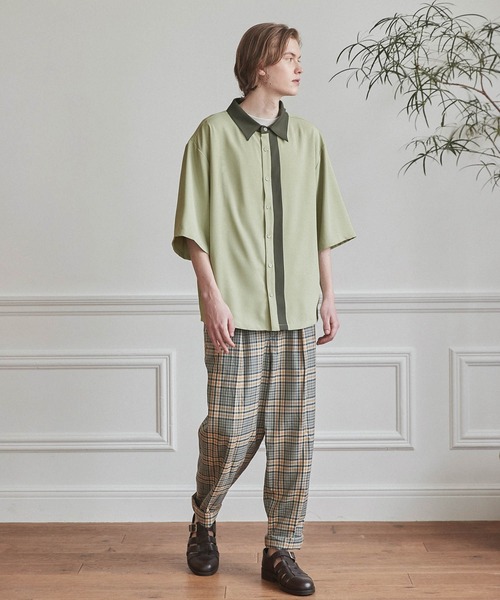 ブラウス シャツ ラインカラーシャツ レディース メンズ Perfect Suit FActory ブラウス シャツ 「お仕事OK/セットアップ