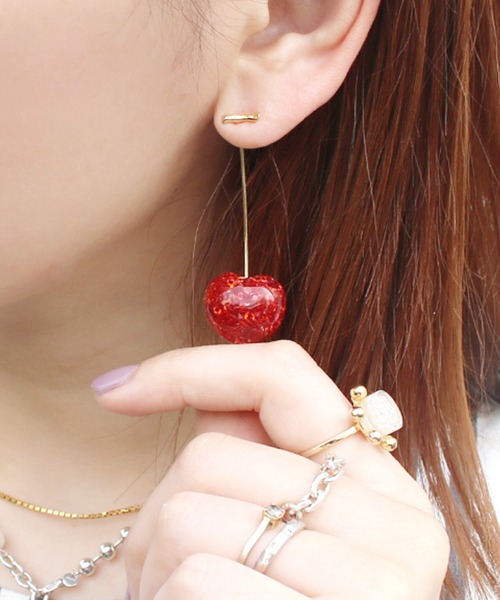 LOVE BY e.m. ピアス ジルコニアさくらんぼピアス レディース